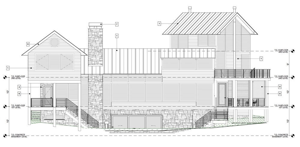 Elevation drawing of the Gardiner House