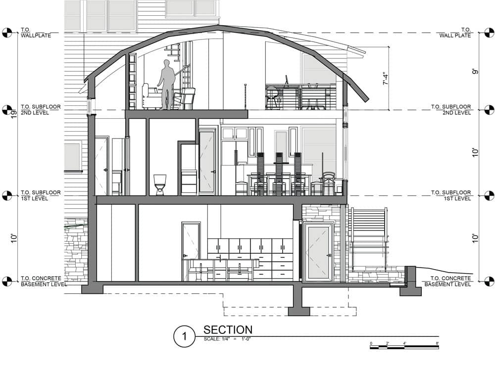 Section drawing of the Gardiner House